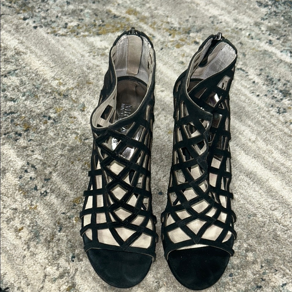 MICHAEL Michael Kors Black Strappy Heels with Cage Design
